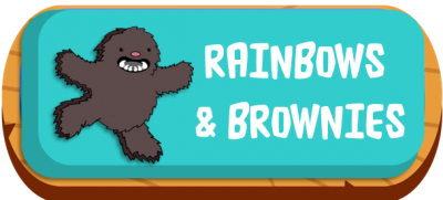 Rainbows and Brownie button.